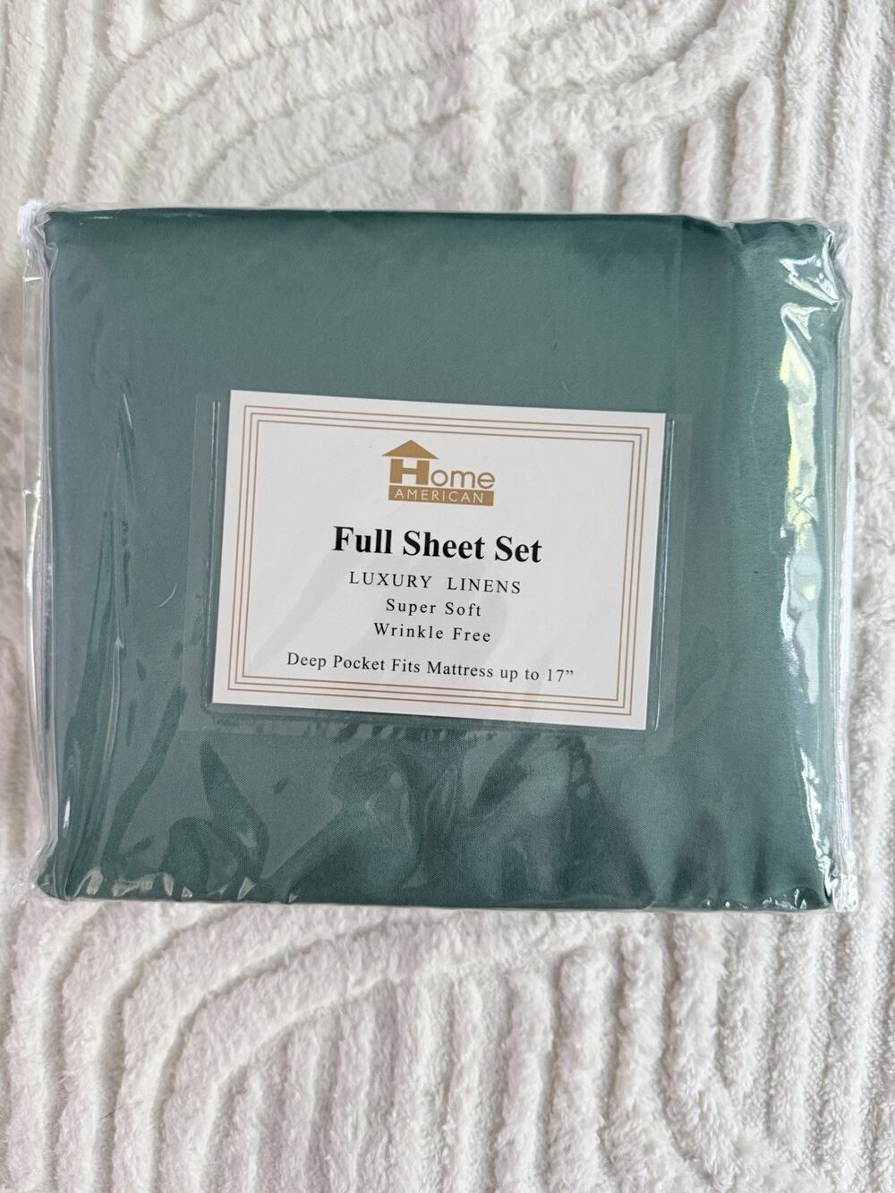 Home American Luxury Linen Full Size Sheets In Dark Green New